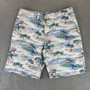 Tommy Hilfiger Vintage Hawaii Print Parrot Casual Shorts‎ (Men's 34) White